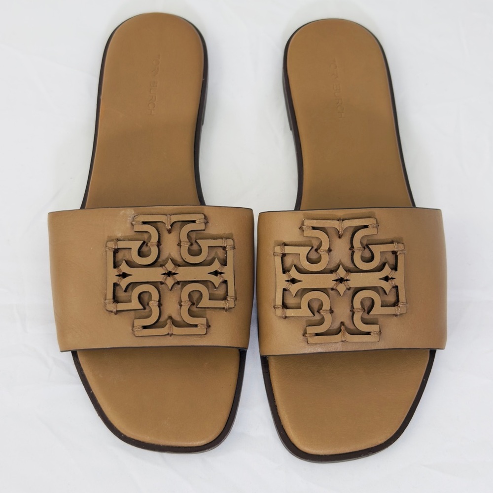 Tory Burch Ines Perfect Flat Slide brown with Logo Accent